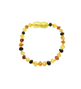 Oval Form Multicolor Doğal Damla Kehribar Bebek Bileklik