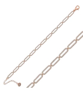 Gümüş Rose Oval Taşlı Bayan Bileklik
