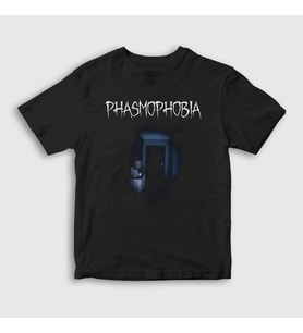 Presmono Unisex Çocuk Siyah Ghost Oyun Phasmophobia T-Shirt 502778tt