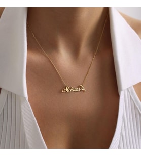 Kişiye Özel 925 Ayar Gümüş Doğum Ayı Kuş İsim Kolye (Gold)
