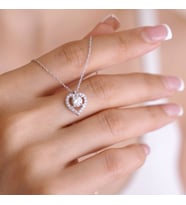 925 Ayar Radyum Kaplama Swarovski Tek Taşlı Kalp Gümüş Kolye
