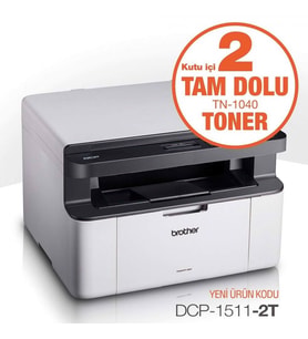 BROTHER BROTHER DCP-1511-2T LAZER YAZICI TARAYICI FOTOKOPİ USB A4 x2 KUTU İÇİ TONER