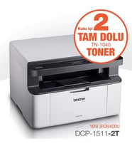 BROTHER BROTHER DCP-1511-2T LAZER YAZICI TARAYICI FOTOKOPİ USB A4 x2 KUTU İÇİ TONER