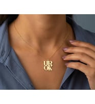 Kişiye Özel Tasarım Ur Ok Yazılı Kolye 925K Gümüş (Gold)