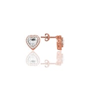 Gümüş rose zirkon taşlı pırlanta modeli kalp küpe SGTL10051ROSEBEYAZ