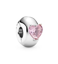 Nur Silver Pembe Renk Kalp Detaylı Klips Gümüş Charm NUR-BL10778