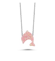 Pembe Opal Yunus Balığı Kolye