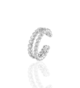 Söğütlü Silver Gümüş rodyumlu  zirkon taşlı sıkıştırmalı kıkırdak küpe