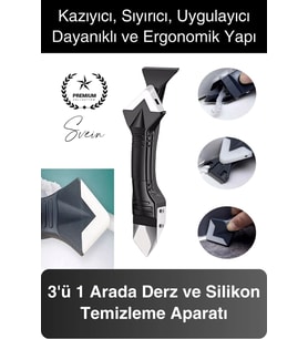 3'ü 1 Arada Fayans Derz Dolgu Silikon Kazıyıcı Sıyırıcı Uygulayıcı Aparat Mutfak Banyo Kapı Pencere
