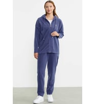 Kapüşonlu Polar Tunik Eşofman Takım - Indigo (İndigo)