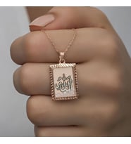 Rose Arapca Allah Muhammet Yazılı 925 Ayar Gümüş Kolye