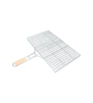 Ahşap Saplı Mangal Izgarası Galvanizli Paslanmaz Kafes Demir 30 x 40 cm