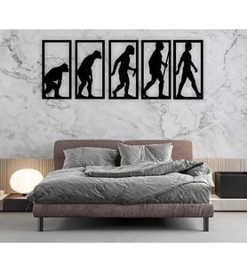 Bezhane Siyah Ahşap İnsan Evrimi Tablo Duvar Dekoru 3mm Mdf Lazer Kesim  (Çok Renkli)