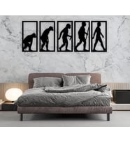Bezhane Siyah Ahşap İnsan Evrimi Tablo Duvar Dekoru 3mm Mdf Lazer Kesim  (Çok Renkli)