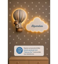 Ahşap 2’li İsme Özel Duvar Lambası Seti Yıldız Hediyeli Pilli LED Gece Lambası Bebek ve Çocuk Odası