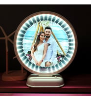 Kişiye Özel Fotoğraflı 3D Led Işıklı Yuvarlak Model Sihirli Ayna