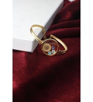 Çeyrek Model Altın Rengi Bileklik Gümüş Kelepçe Mavi Göz Mineli 925 Ayar Bileklik (Gold)