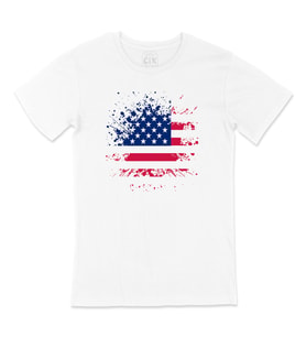 Amerika Bayraklı Grunge Tişört