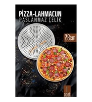 Paslanmaz Çelik Pizza-Lahmacun Tepsisi – Delikli Tasarım Ile Mükemmel Pişirme 28 Cm 722227