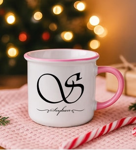 BK Gift Kişiye Özel İsimli Pembe Emaye Kupa Bardak -13, Arkadaşa Hediye, Sevgiliye Hediye