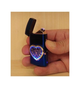 Usb Şarjlı Kalp Şeklinde Saatli Çift Arklı Rüzgarda Sönmeyen Çakmak