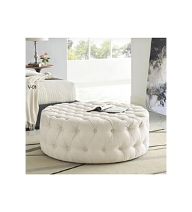 Chester 80cm Kapitoneli Yuvarlak Oval Puf Orta Sehpa