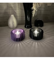 3D Baskı Modern Çizgili Mumluk - Tealight Mumluk (1 Adet)-Mor
