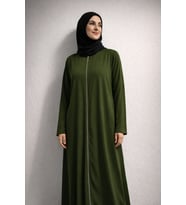 Fermuarlı Viskon Namaz Elbisesi /Ferace (Yeşil)
