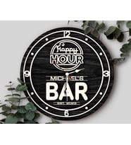 BK Gift Barlara Özel Dekoratif Siyah Ahşap Duvar Saati 35cm-21 , Bar Duvar Saati , Cafe Duvar Saati , Özel Ahşap Saat