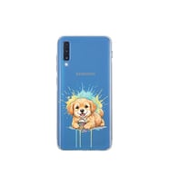 Samsung Galaxy A70 ile Uyumlu Splash Köpek Tasarımlı Şeffaf Silikon Kılıf