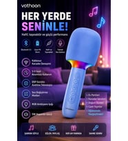 Çocuk Ve Yetişkin Karaoke Mikrofonu Kablosuz Rgb Ambiyans Işığı Ses Değiştirme Modlu Hoparlör