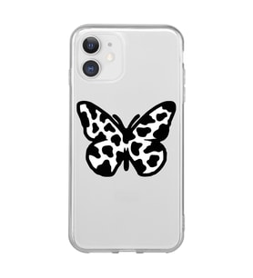 Iphone 11 Uyumlu Siyah Beyaz Kelebek Tasarımlı Şeffaf Telefon Kılıfı