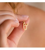 Alberaccessories, 925 Ayar Gümüş, Tasarım Aşk Harfler, Kalp Harf Kolye, Sevgiliye Hediye