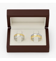 Çiftlere Özel 925 Ayar Gümüş İki Renkli 6mm Alyans Gold Gümüş Renk Bay Bayan Uyumlu Yüzük Seti