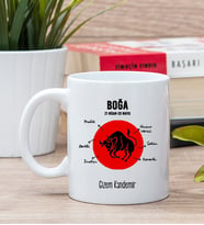 Kişiye Özel Boğa Burcuna Hediye Beyaz Kupa Bardak