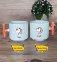 Unicorn Kupa Bardak T Turuncu Kulplu Kardeşe Sevgiliye Arkadaşa Hediye