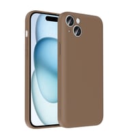 Apple iPhone 15 Uyumlu Kılıf Kamera Korumalı Kartlık Hazneli Zore Vitra Kapak (Kahverengi)