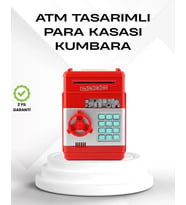 Kırmızı Şifreli ATM Kasa Para Yutan Kumbara