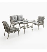 Capri Swing Pisa İkili Rattan Bahçe Balkon Oturma Grubu Gri 750