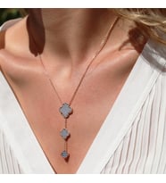 Zirkon Nano Taşlı Alhambra Yonca Rose Gold Kaplama Gümüş Kolye