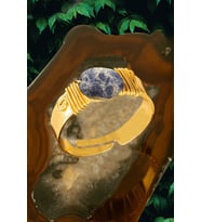 Sertifikalı Kalın Tımbıl Gold Model Ham Lapis Lazuli Taşı Yüzük - Ayarlamalı (Çok Renkli)