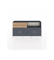 Arges Konsol 4 Raflı 4 Çekmeceli 4 Kapaklı 176x30x99 Antrasit-Antrasit/Çam
