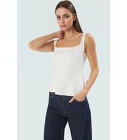 Dokuma Peplum Bluz Regular Kalıp Rahat Yazlık Özel Tasarım Dayanıklı Malzeme Kaliteli İşçilik (Beyaz)