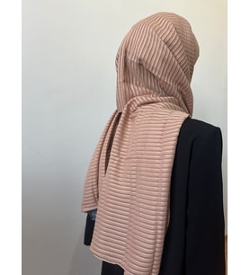 Moda Kaşmir Satır Çizgili Pamuklu Şal (Kahverengi)