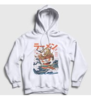 Presmono Unisex Beyaz The Great Ramen Off Kanagawa Kapüşonlu Sweatshirt 467431tt