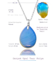 Sertifikalı Damla Model Opal Taşı Kolye (GÜMÜŞ APARATLI) (Çok Renkli)