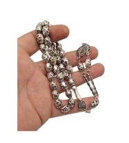 Büyük Model İşlemeli Gümüş Benzetme Metal Tesbih