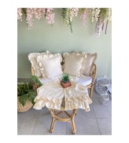 Keten Bohem Fırfırlı Vintage 4 Kare 1 Cıft Kat Fırfırlı Runner Set