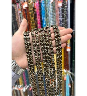 Tibet Akik Taşı Arpa Kesim Siyah Kahverengi 8x12mm Doğal Taş Dizi