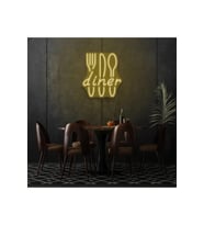 Restoranlara Özel Diner Yazılı Çatal,Bıçak,Kaşık Şekilli Neon Tabela